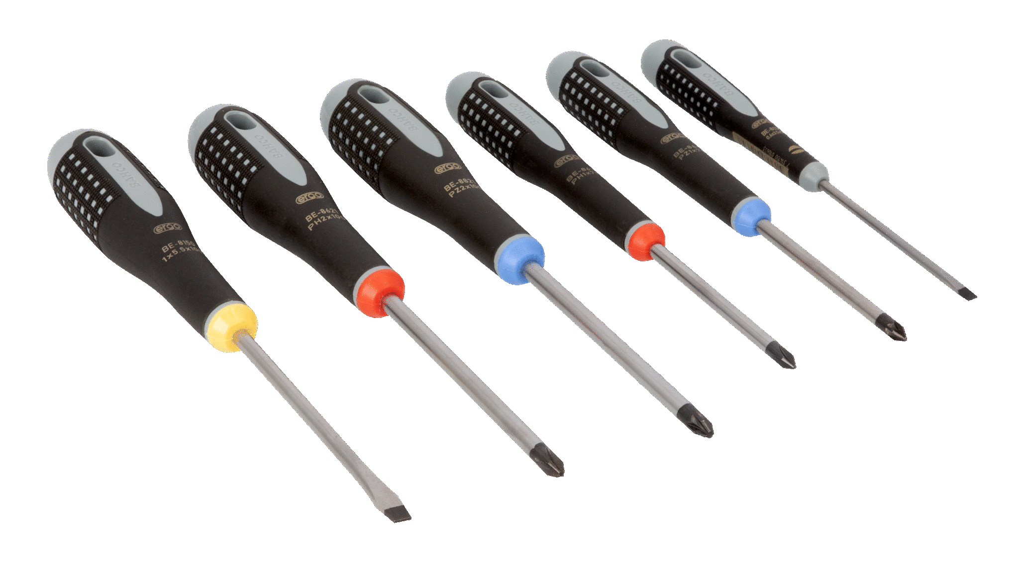 BAHCO ERGO™ Slotted/Phillips/Pozidriv Screwdriver Set with Rubber Grip ...