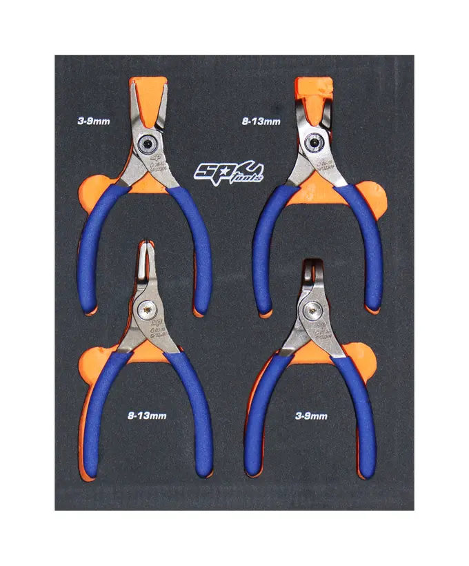 Sp Set SP TOOLS Circlip Plier Set - 4pc - 0.9mm Tip Diameter - Sets 3-9mm & 8 ...
